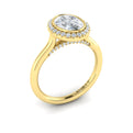 14kt Yellow Gold Oval Halo Bezel Engagement Ring