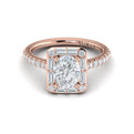 14K Rose Gold Oval Diamond Vintage Halo Engagement Ring