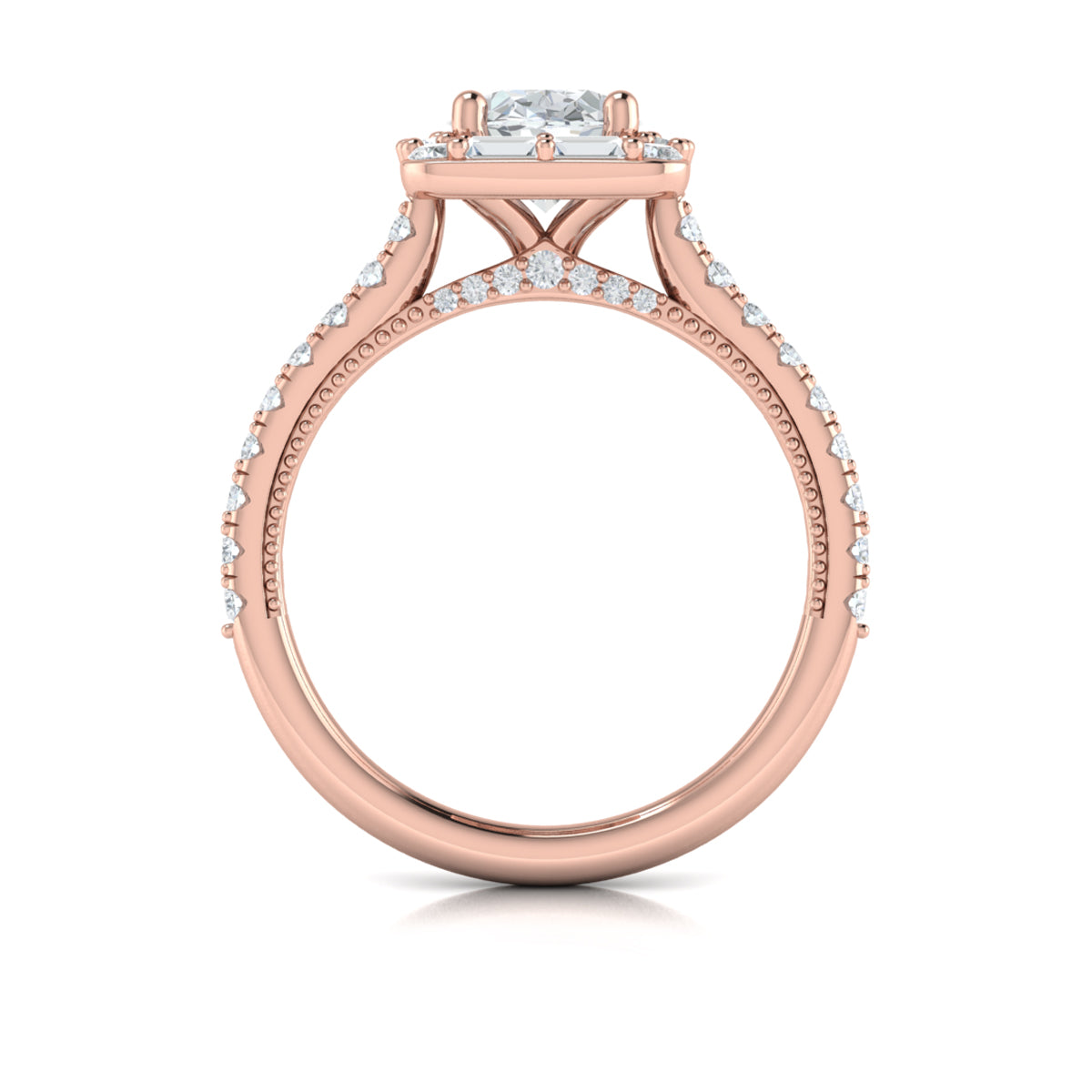 14K Rose Gold Oval Diamond Vintage Halo Engagement Ring