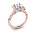 14K Rose Gold Oval Diamond Vintage Halo Engagement Ring