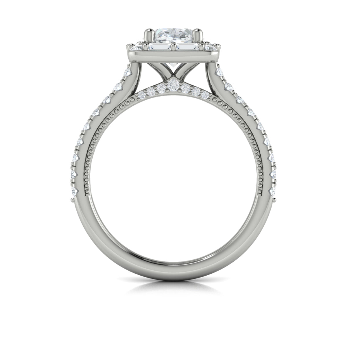 Platinum Vintage Oval Halo Diamond Engagement Ring