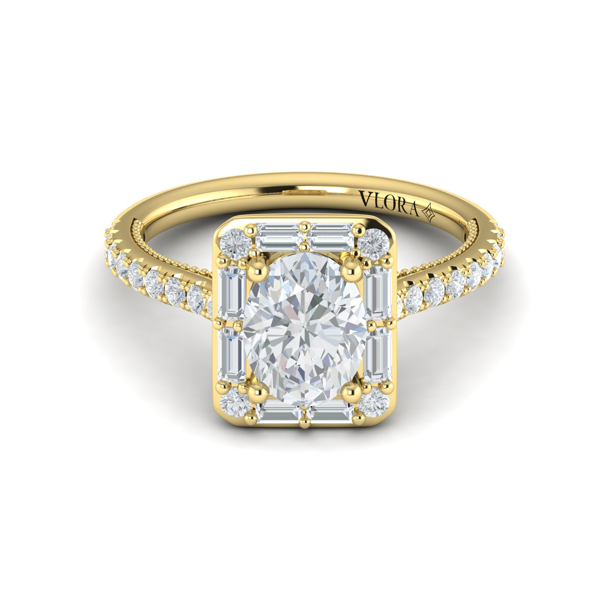 18kt Yellow Gold Oval Diamond Vintage Halo Ring