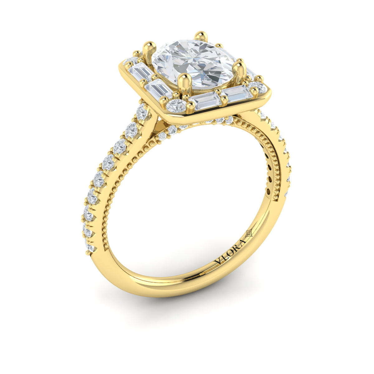 18kt Yellow Gold Oval Diamond Vintage Halo Ring