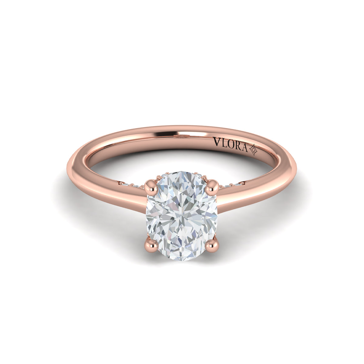 14kt Rose Gold Oval Diamond Solitaire Engagement Ring