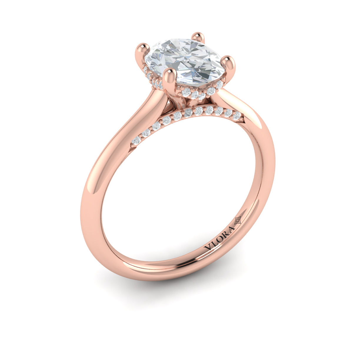 14kt Rose Gold Oval Diamond Solitaire Engagement Ring