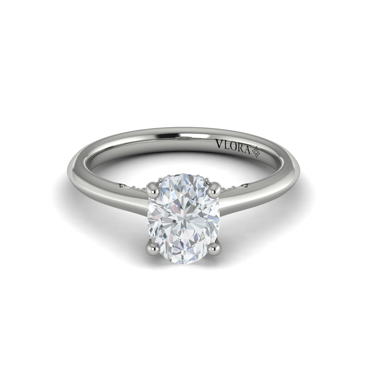 14K White Gold Oval Diamond Solitaire Engagement Ring