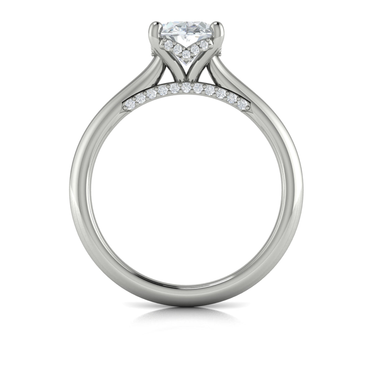 14K White Gold Oval Diamond Solitaire Engagement Ring