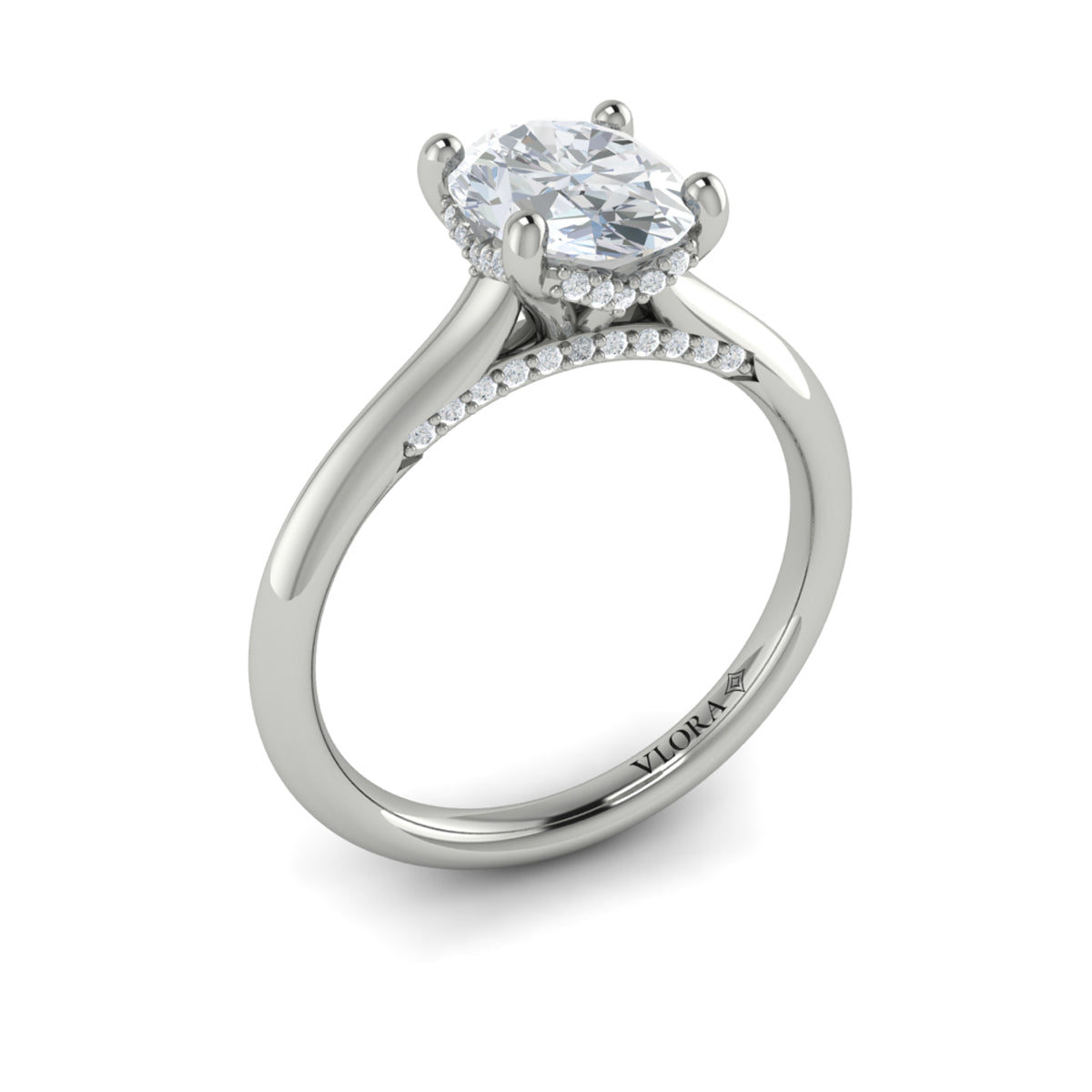 14K White Gold Oval Diamond Solitaire Engagement Ring