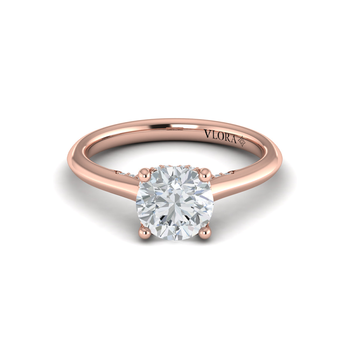 14kt Rose Gold Round Diamond Solitaire Engagement Ring