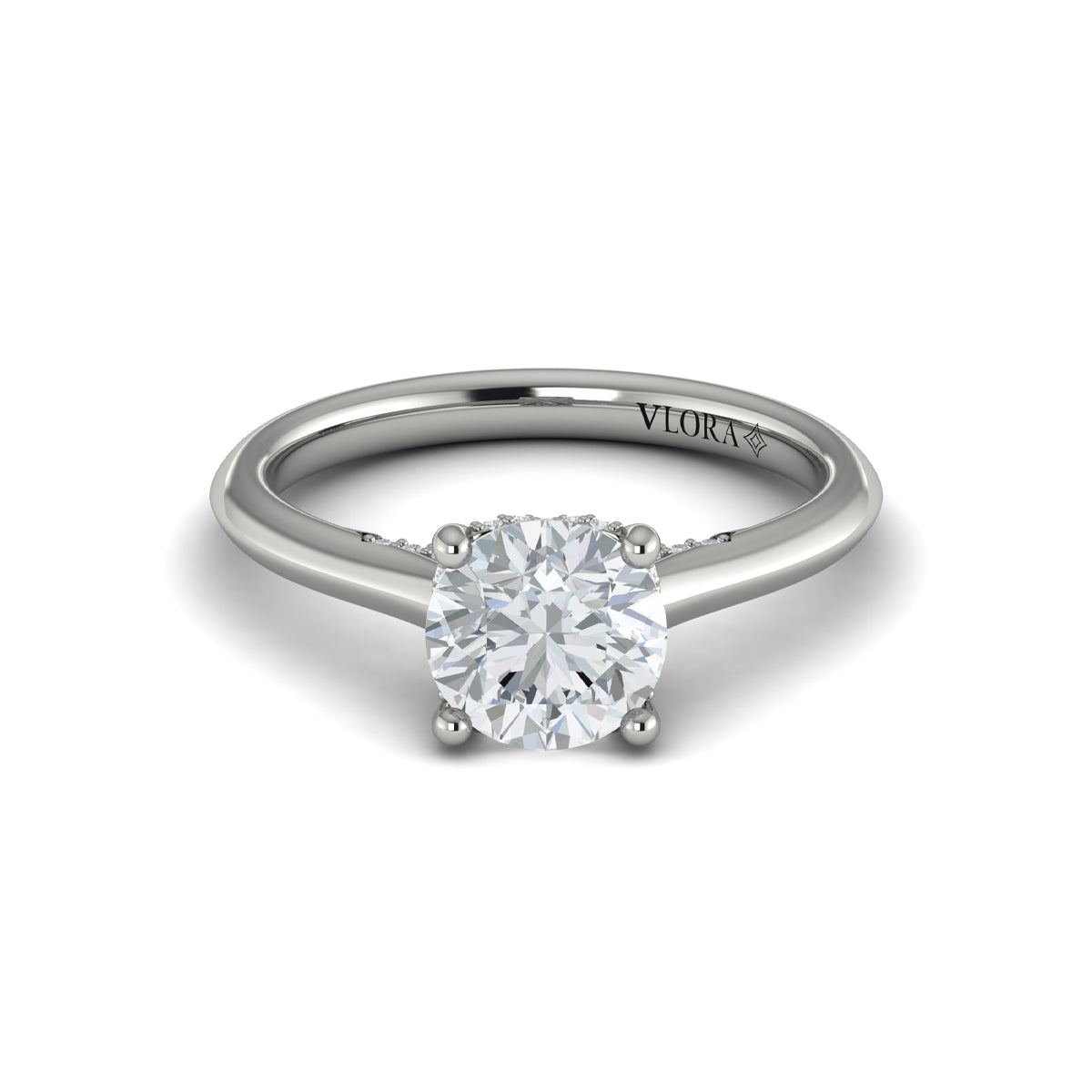 14K White Gold Round Diamond Solitaire Ring