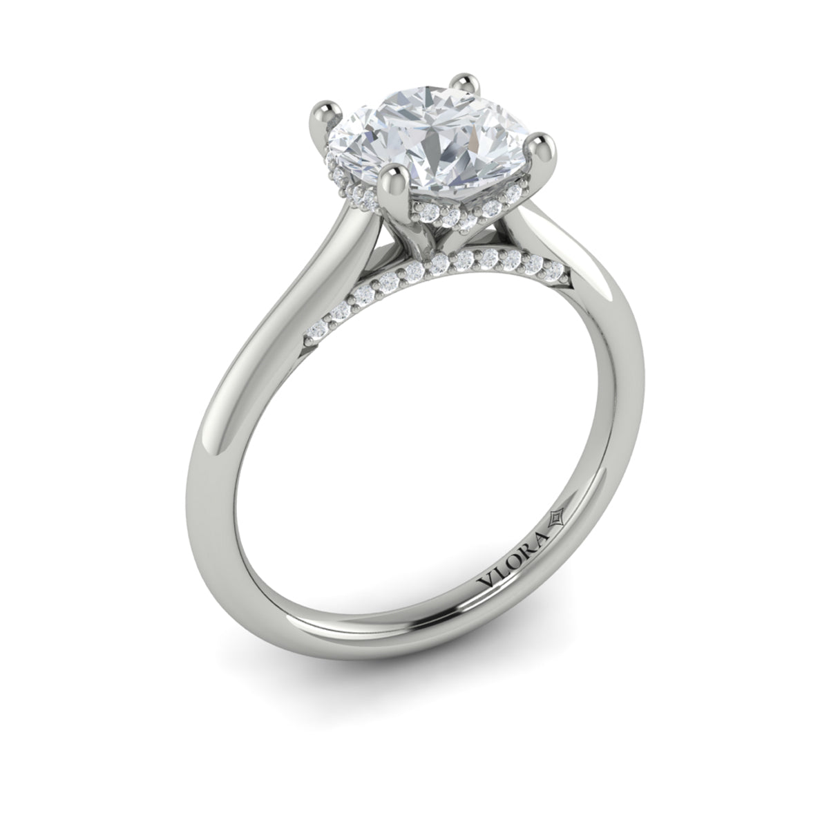 14K White Gold Round Diamond Solitaire Ring