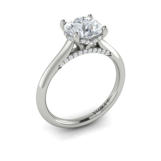 14K White Gold Round Diamond Solitaire Ring