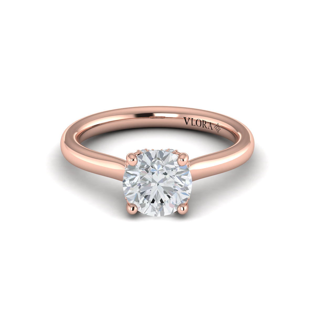 14kt Rose Gold Round Diamond Solitaire Engagement Ring