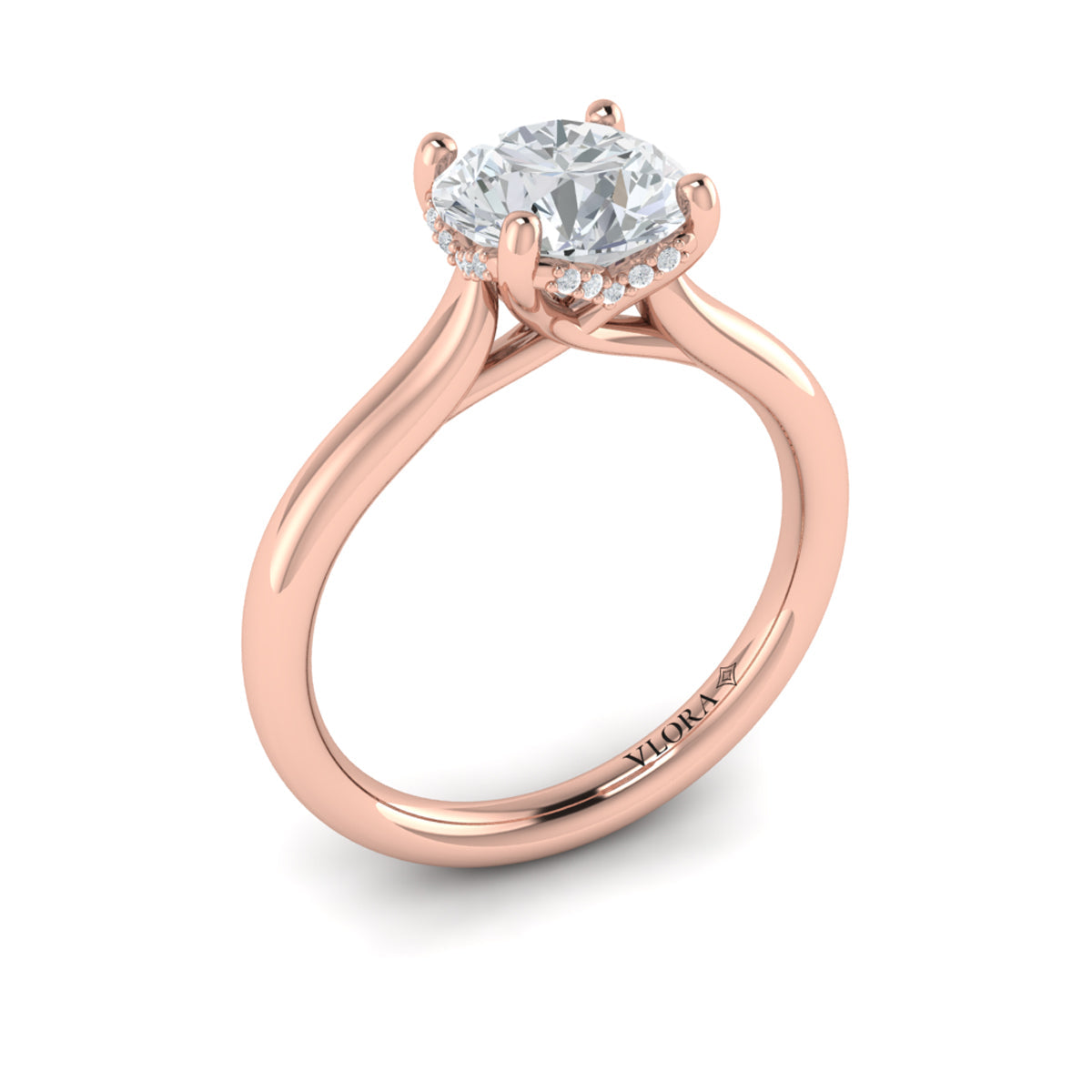 14kt Rose Gold Round Diamond Solitaire Engagement Ring