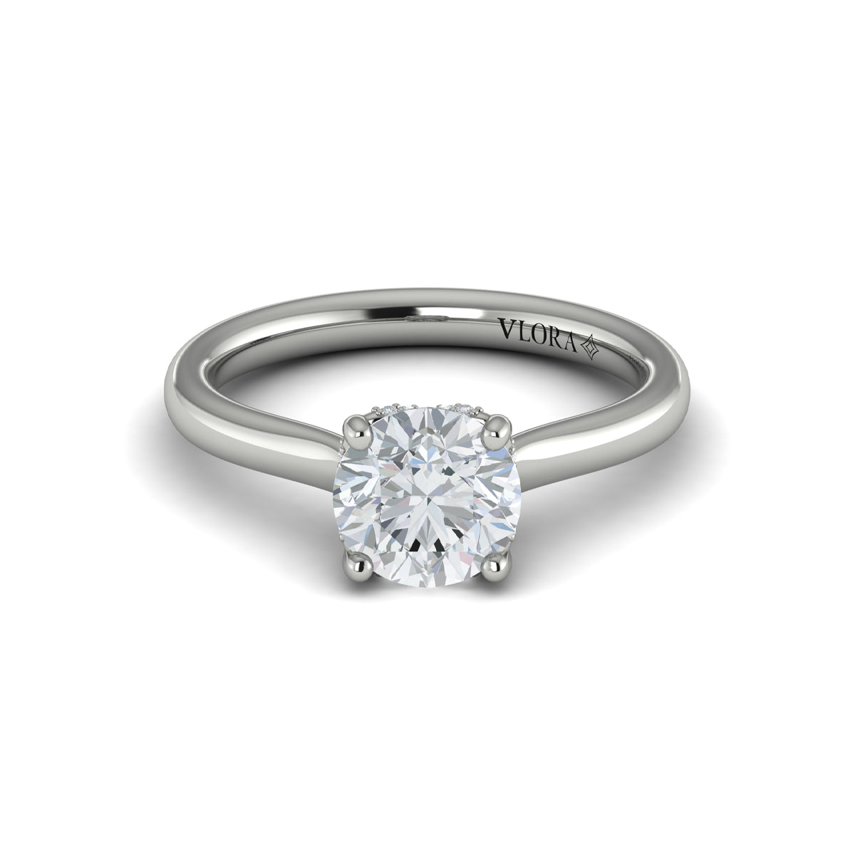 14K White Gold Round Diamond Solitaire Engagement Ring