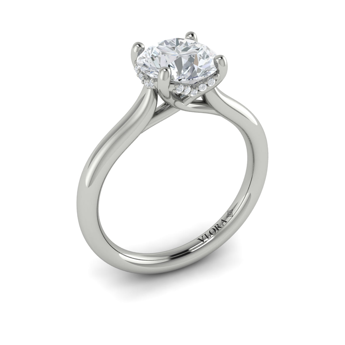 14K White Gold Round Diamond Solitaire Engagement Ring
