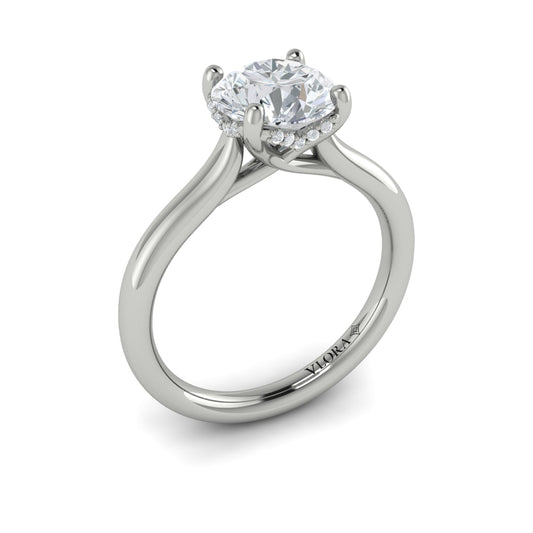 14K White Gold Round Diamond Solitaire Engagement Ring
