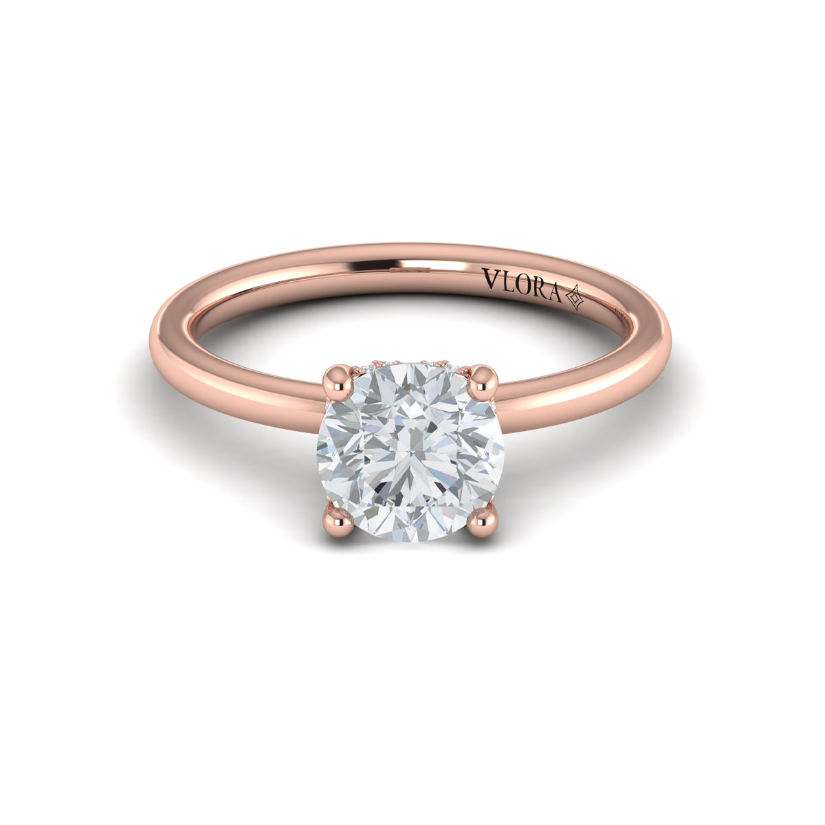 14kt Rose Gold Round Diamond Solitaire Engagement Ring
