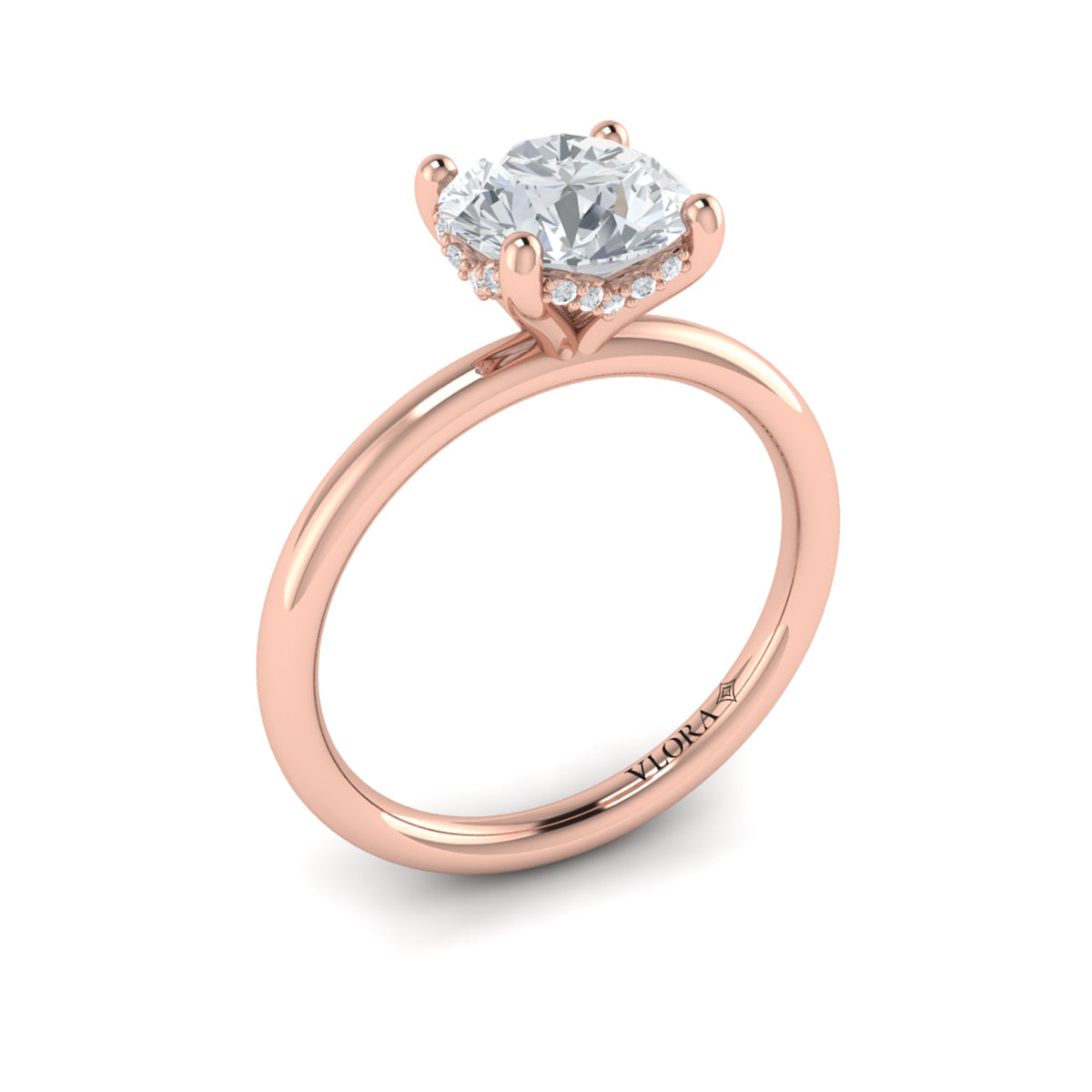 14kt Rose Gold Round Diamond Solitaire Engagement Ring