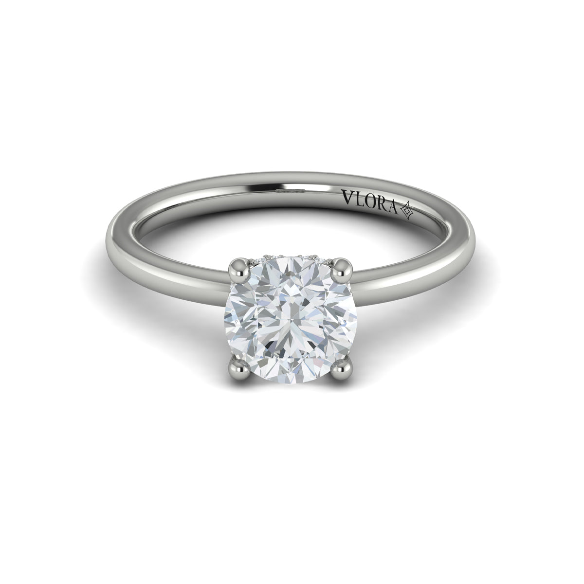 14K White Gold Round Diamond Solitaire Engagement Ring