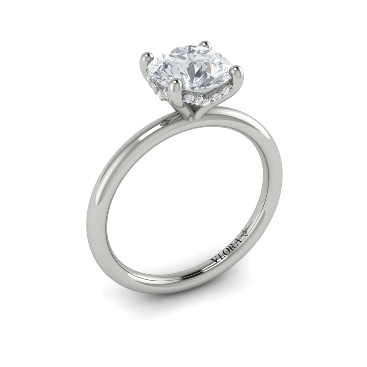 14K White Gold Round Diamond Solitaire Engagement Ring