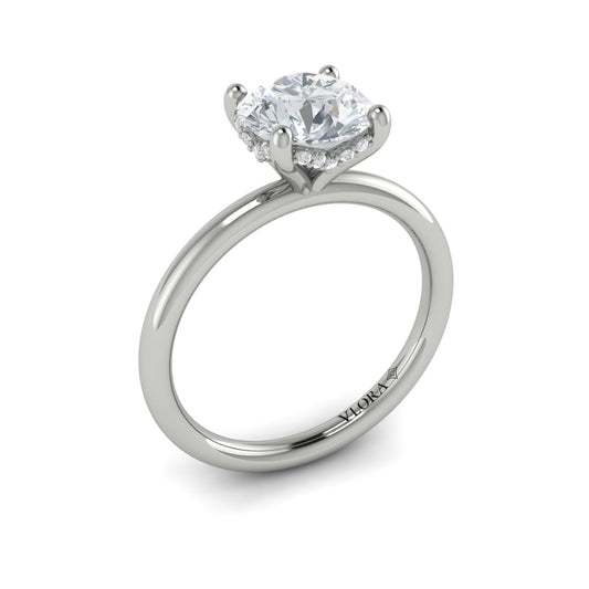 14K White Gold Round Diamond Solitaire Engagement Ring