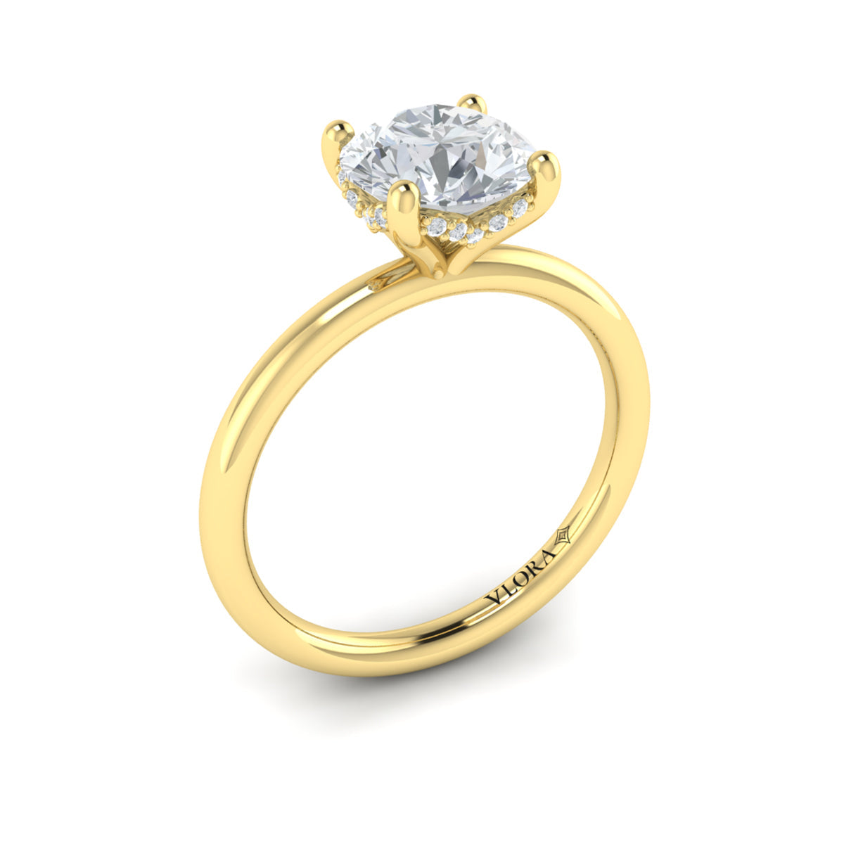 14kt Yellow Gold Round Diamond Solitaire Engagement Ring