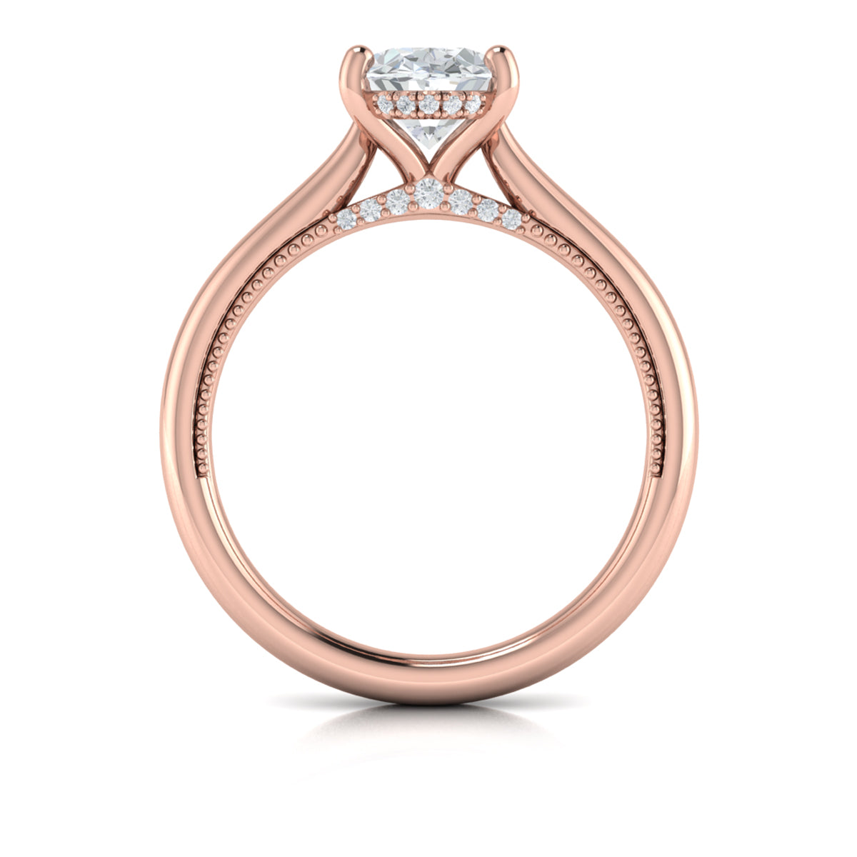 14kt Rose Gold Oval Diamond Vintage Solitaire Ring