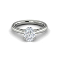 14K White Gold Oval Diamond Vintage Solitaire Ring