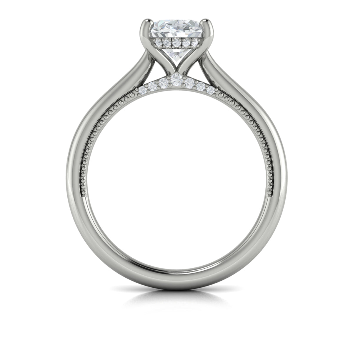 14K White Gold Oval Diamond Vintage Solitaire Ring
