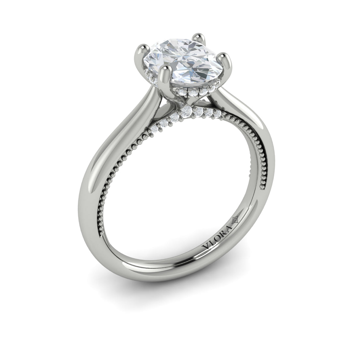 14K White Gold Oval Diamond Vintage Solitaire Ring