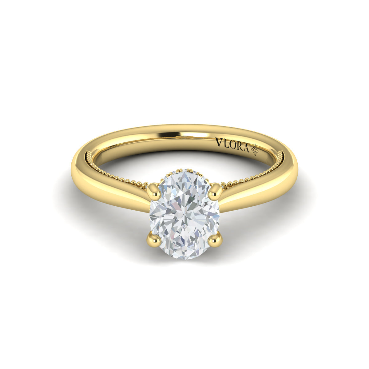 14kt Yellow Gold Oval Diamond Vintage Solitaire Ring