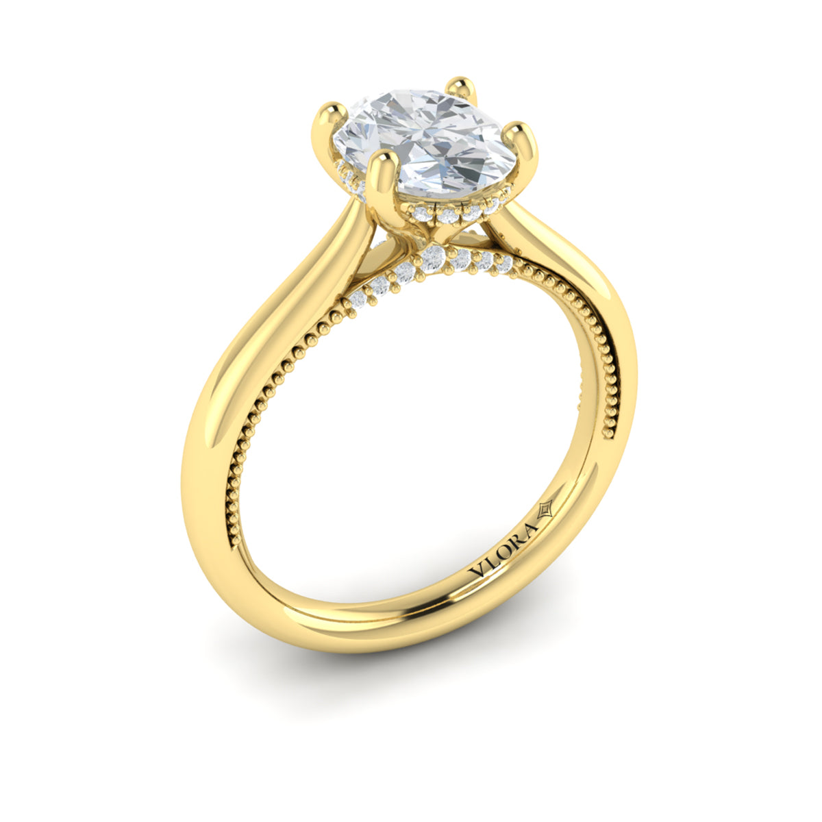 14kt Yellow Gold Oval Diamond Vintage Solitaire Ring