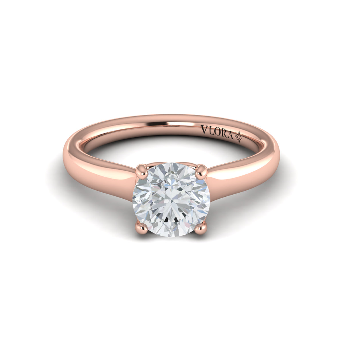 14kt Rose Gold Classic Cathedral Solitaire Ring