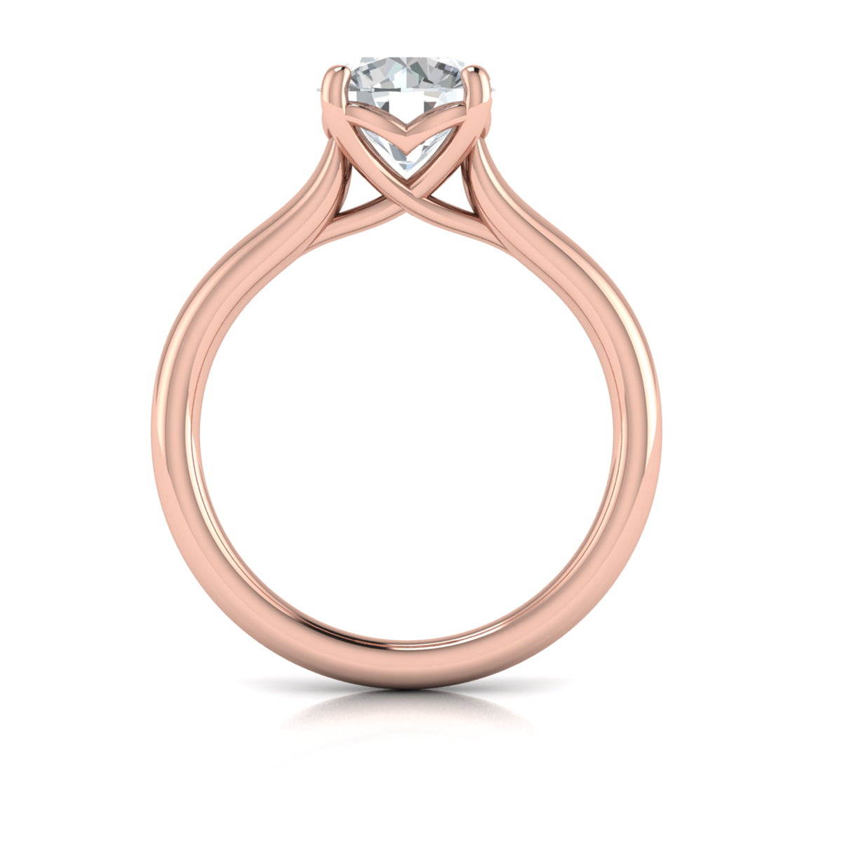 14kt Rose Gold Classic Cathedral Solitaire Ring