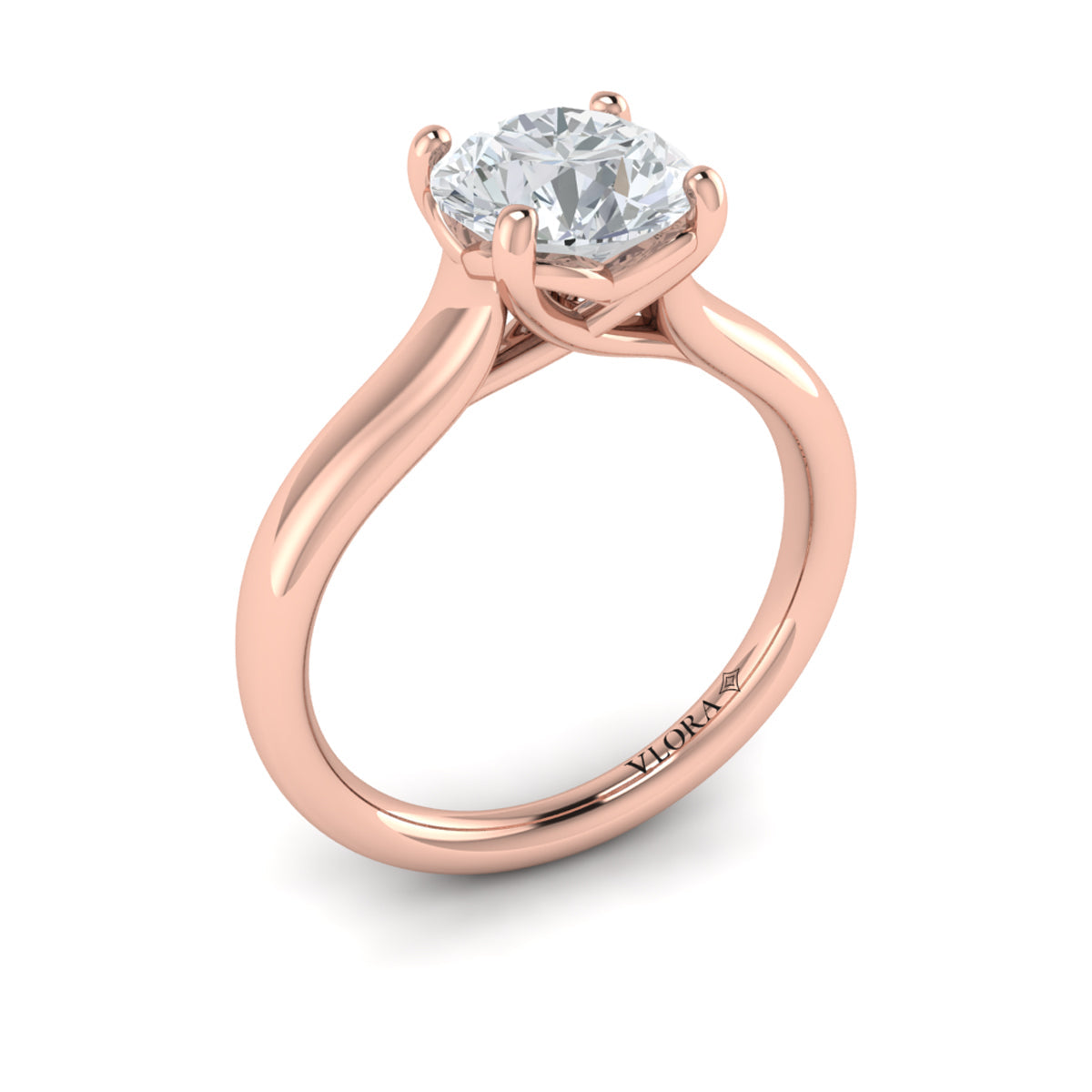 14kt Rose Gold Classic Cathedral Solitaire Ring