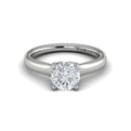 14K White Gold Round Diamond Cathedral Solitaire Ring
