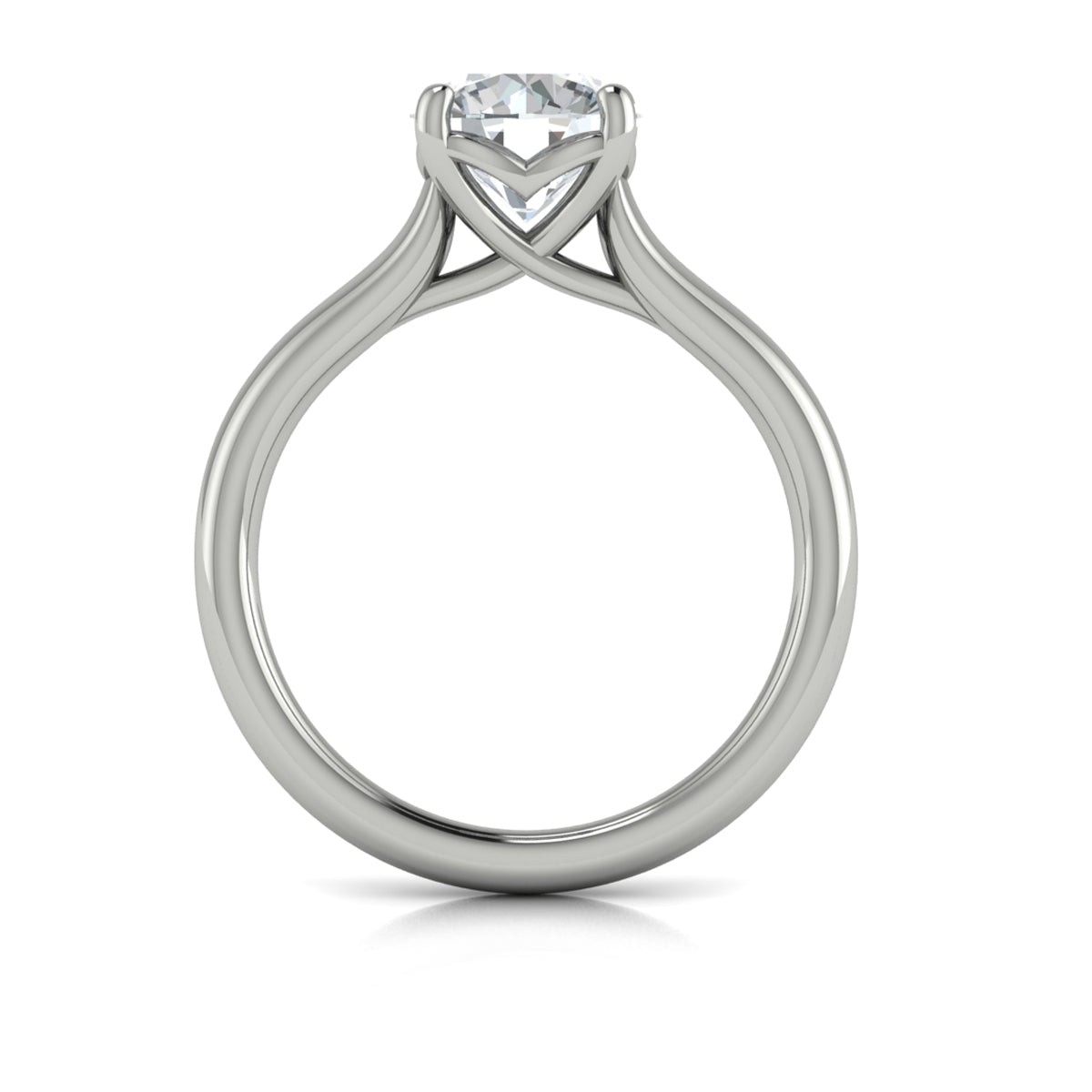 14K White Gold Round Diamond Cathedral Solitaire Ring