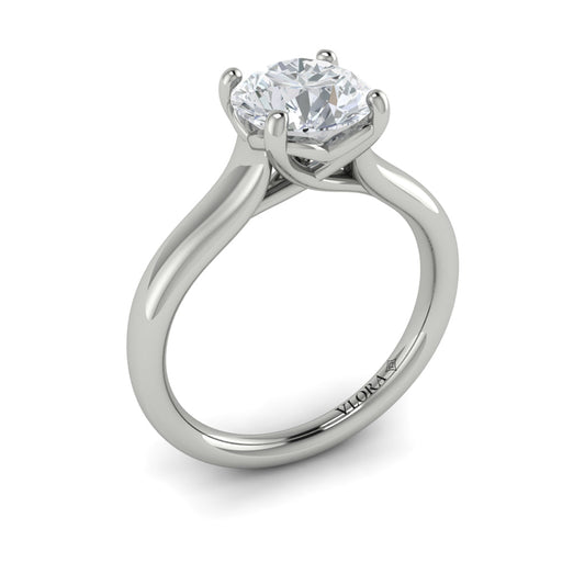 14K White Gold Round Diamond Cathedral Solitaire Ring