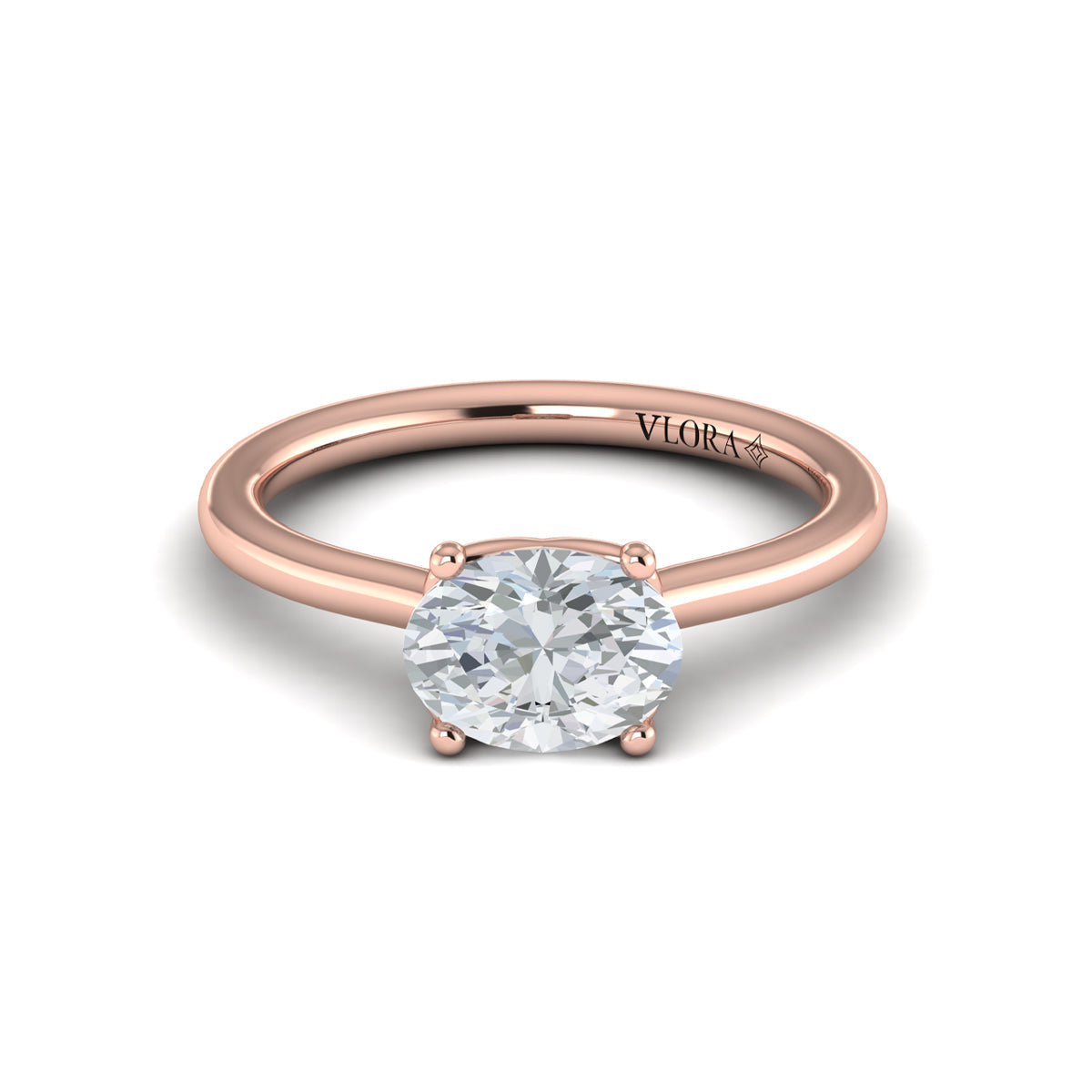 18kt Rose Gold Oval Solitaire Engagement Ring