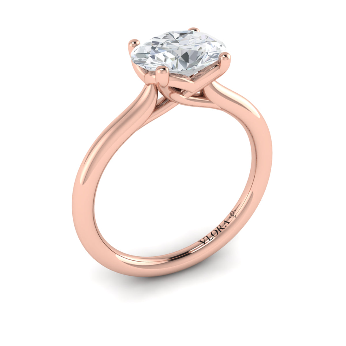 18kt Rose Gold Oval Solitaire Engagement Ring