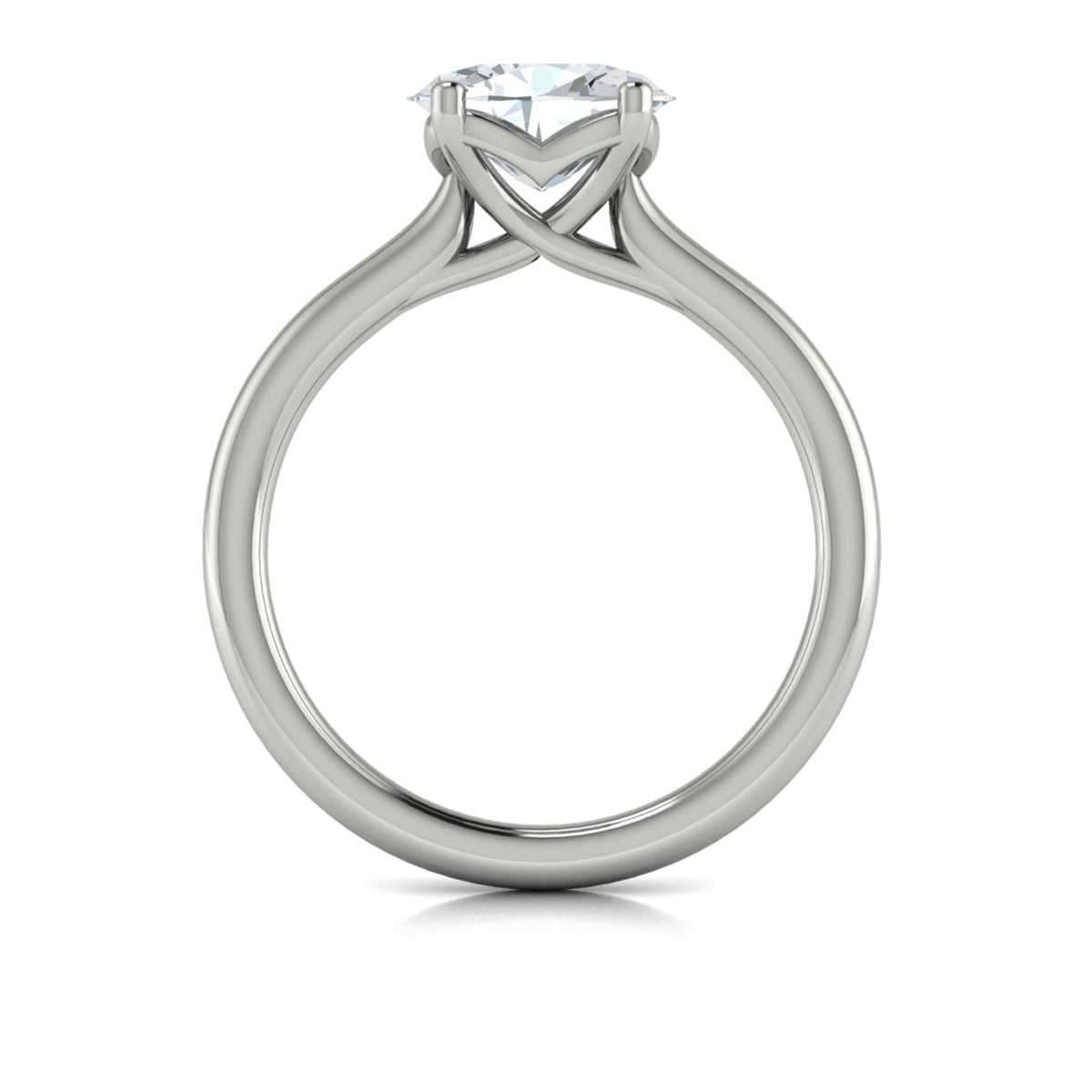14K White Gold Oval Solitaire Engagement Ring