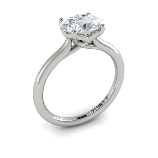14K White Gold Oval Solitaire Engagement Ring