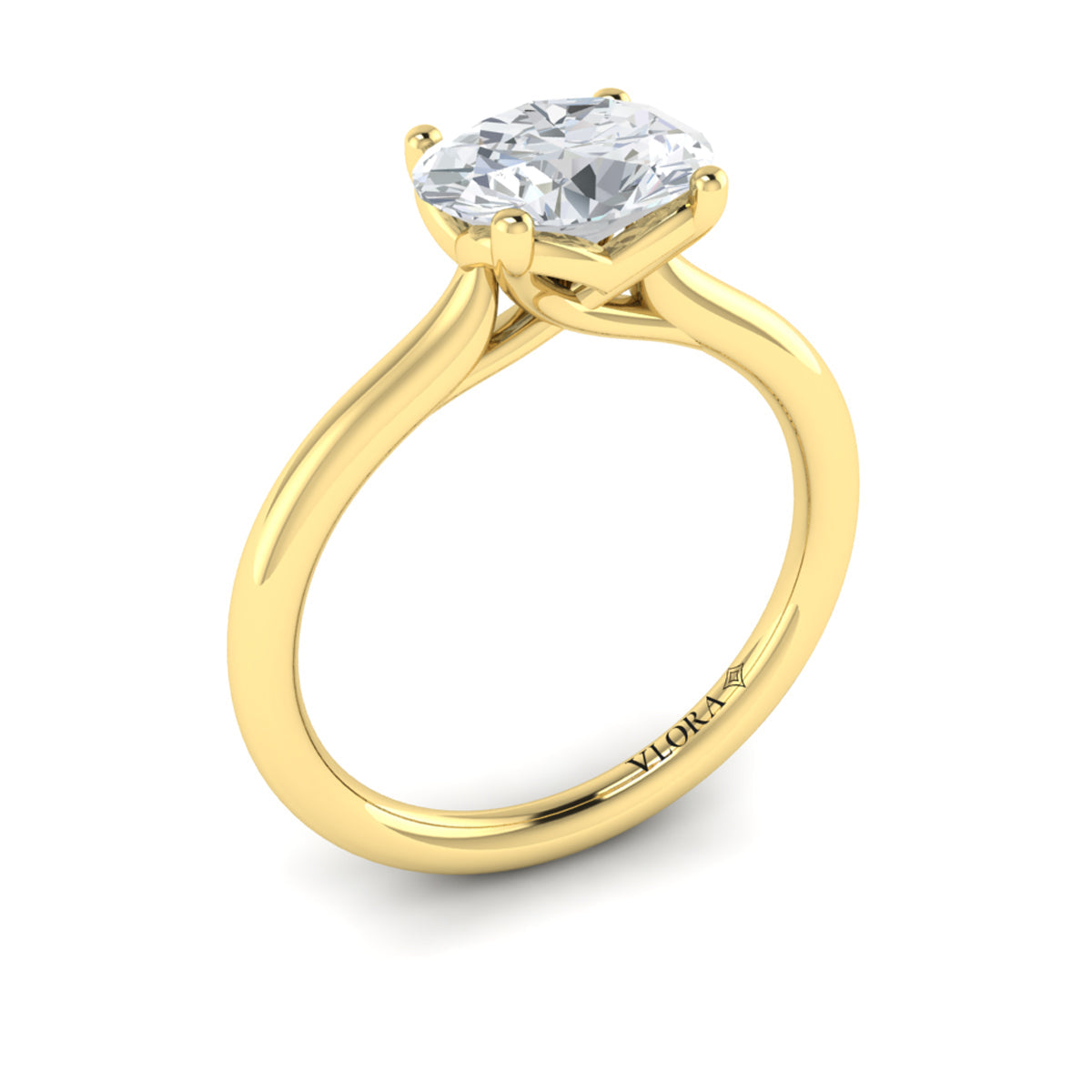 18kt Yellow Gold Oval Solitaire Engagement Ring