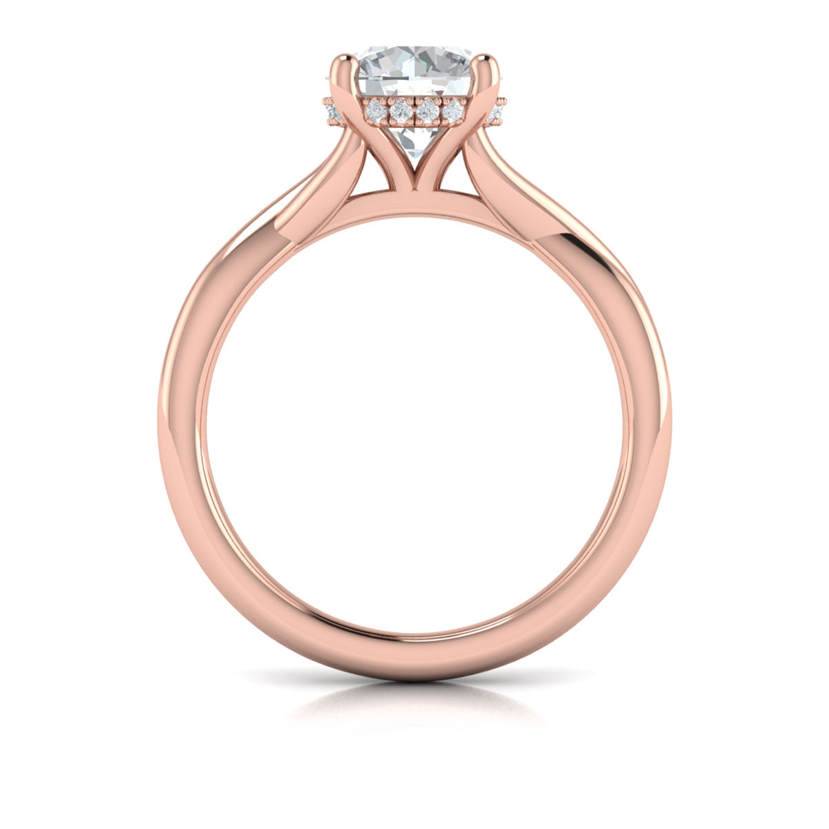 18kt Rose Gold Round Diamond Hidden Halo Engagement Ring