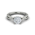 14K White Gold Round Diamond Hidden Halo Ring