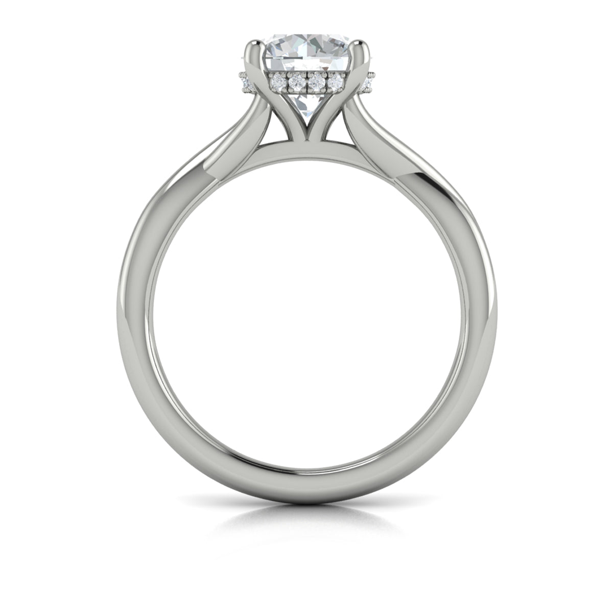 14K White Gold Round Diamond Hidden Halo Ring