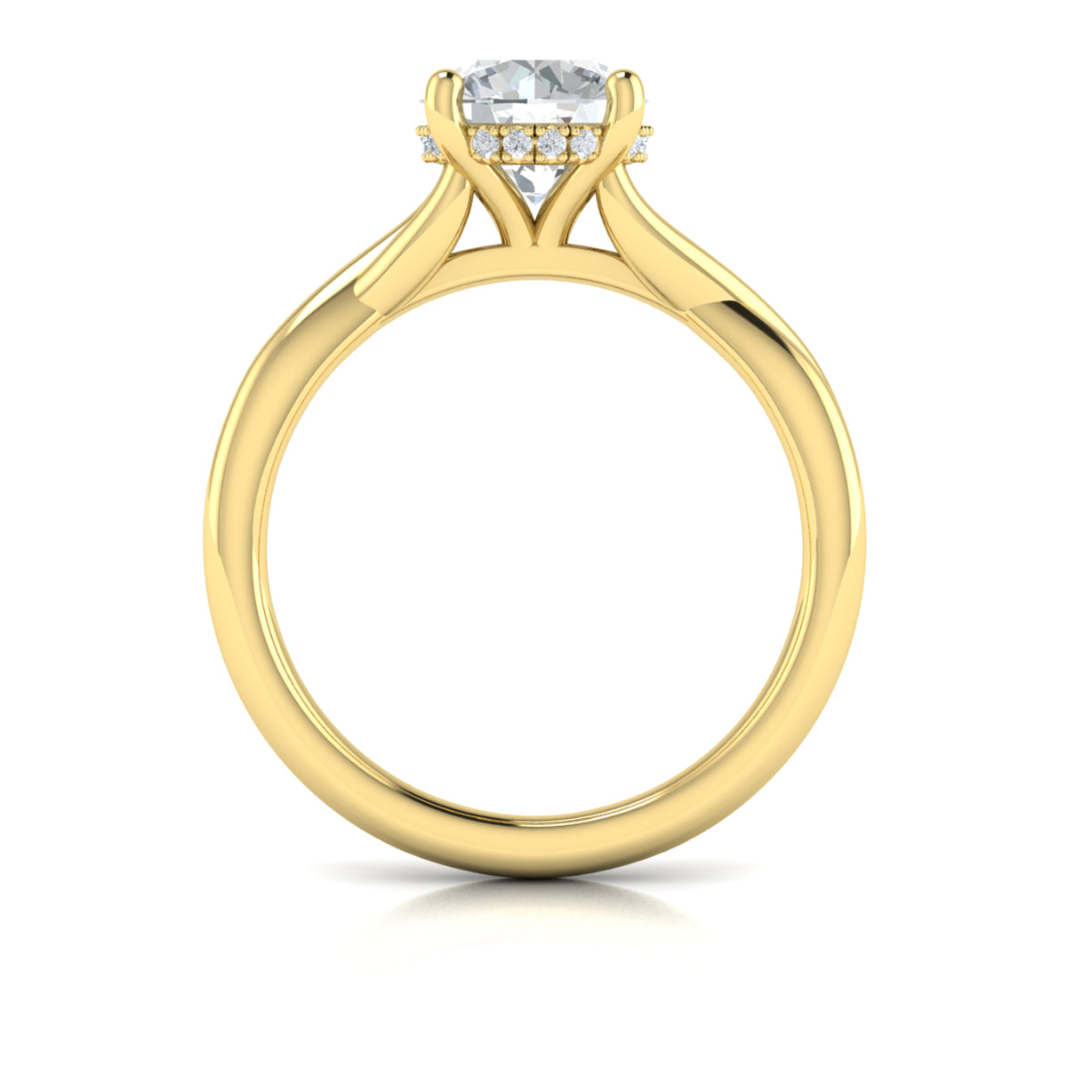 18kt Yellow Gold Round Diamond Hidden Halo Engagement Ring