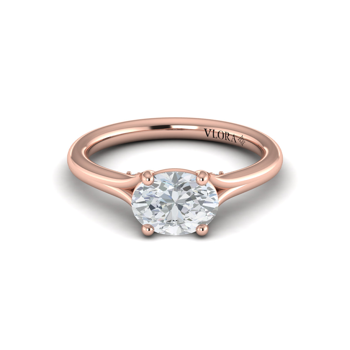 18kt Rose Gold Oval Diamond Split Shank Ring