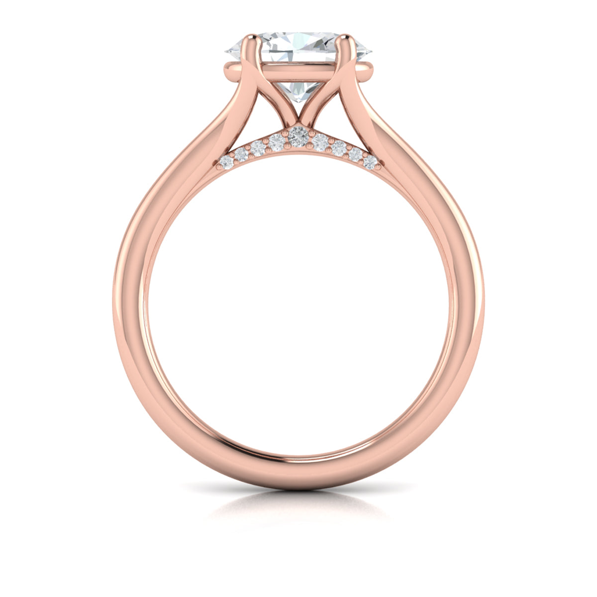 18kt Rose Gold Oval Diamond Split Shank Ring